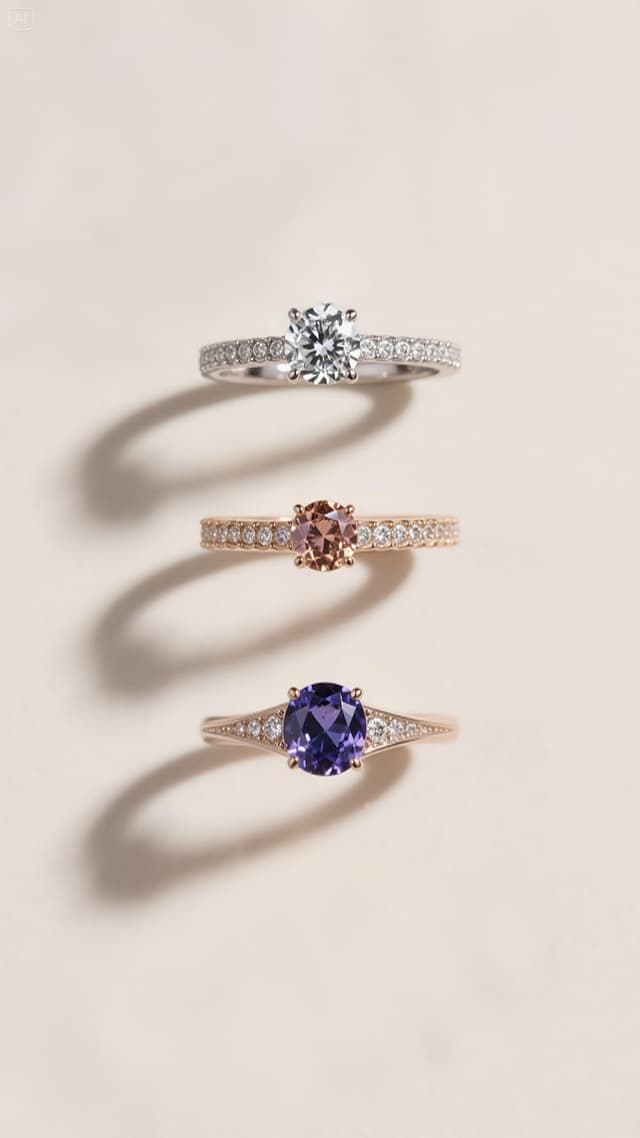 Collection of rings with different gemstones